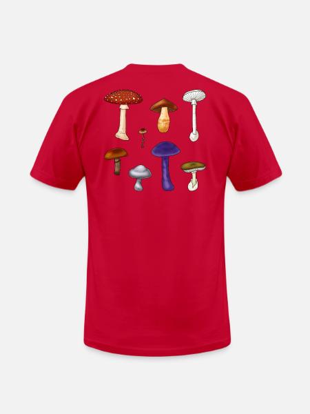 Poisonous Mushrooms - Unisex Jersey T-Shirt by Bella + Canvas - red