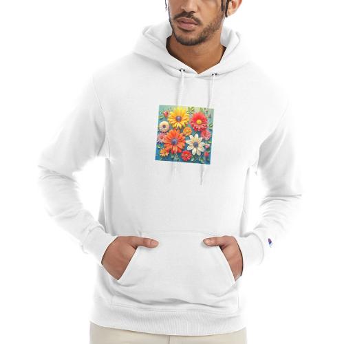 Vibrant Floral Fantasy Design - Champion Unisex Powerblend Hoodie