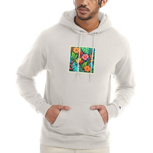 Vibrant Tropical Jungle Bloom Art - Champion Unisex Powerblend Hoodie