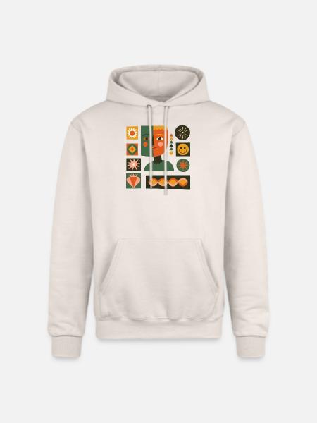 Dual-Tone Geometric Portrait - Champion Unisex Powerblend Hoodie - Sand