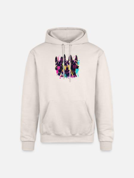 Neon Doberman Trio Splash - Champion Unisex Powerblend Hoodie - Sand