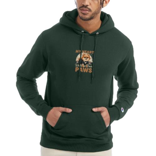 My Heart Walks on Four Paws – Pomeranian tee - Champion Unisex Powerblend Hoodie