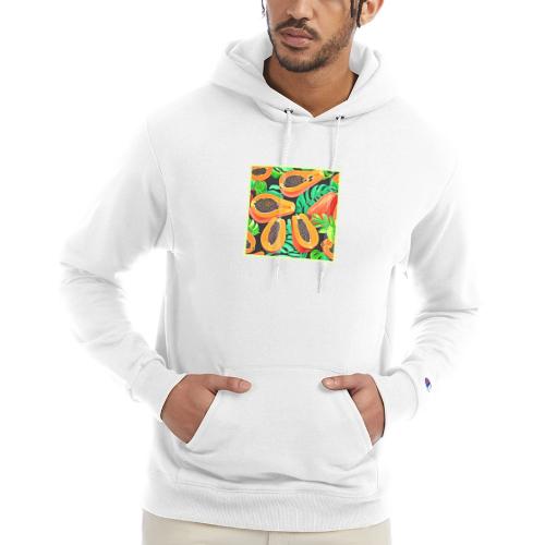 Papaya and Leaves Fresh Pattern - Champion Unisex Powerblend Hoodie