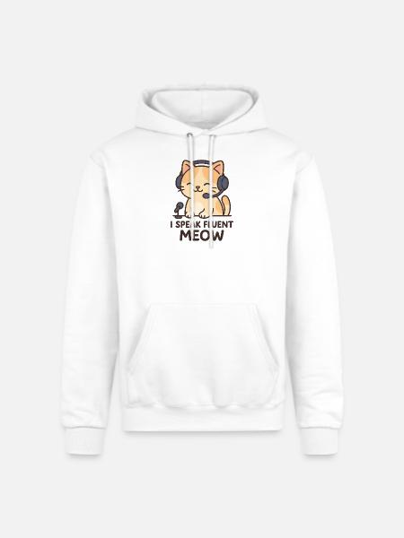 I Speak Fluent Meow - Champion Unisex Powerblend Hoodie - white