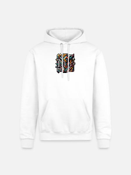 Abstract Geometric Tech Art - Champion Unisex Powerblend Hoodie - white