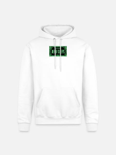 Neon Money Never Sleeps Sign - Champion Unisex Powerblend Hoodie - white