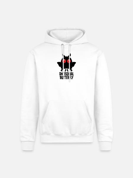 Antisocial Butterfly Mothman Cryptid - Champion Unisex Powerblend Hoodie - white
