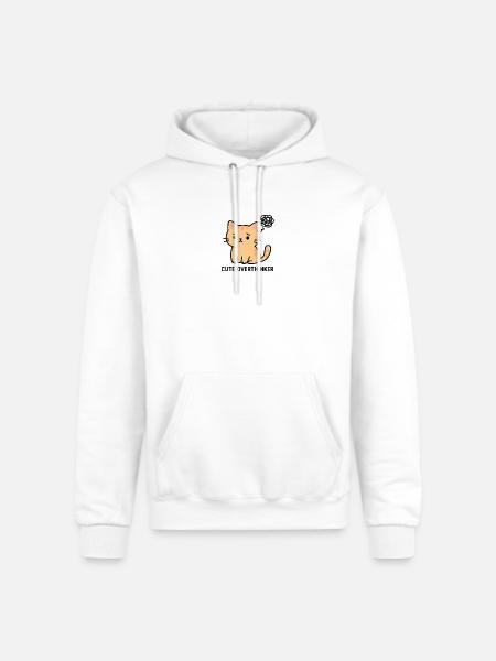 Cute Overthinker Cat - Champion Unisex Powerblend Hoodie - white