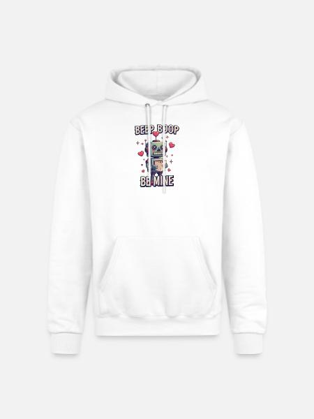 Beep Boop Be Mine Robot - Champion Unisex Powerblend Hoodie - white