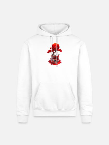 Crimson Bonsai Boat at Sunset - Champion Unisex Powerblend Hoodie - white