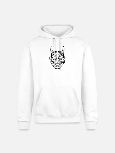 japanese demon mask - Champion Unisex Powerblend Hoodie - white