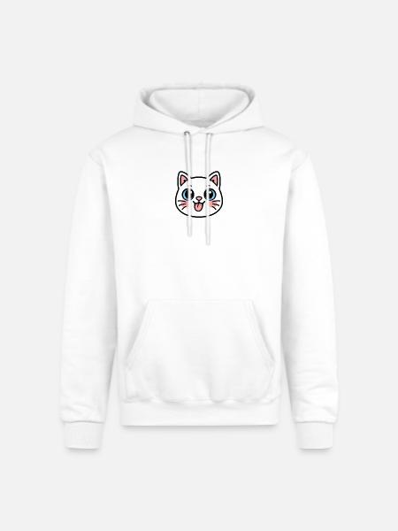 Kawaii Black Cat Face - Champion Unisex Powerblend Hoodie - white