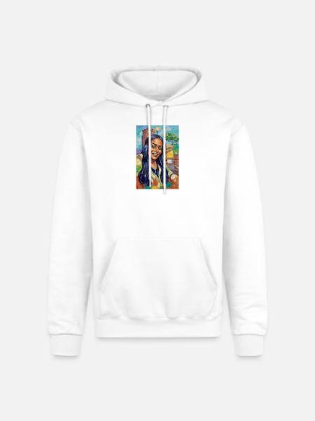 Bluehair City Portrait - Champion Unisex Powerblend Hoodie - white
