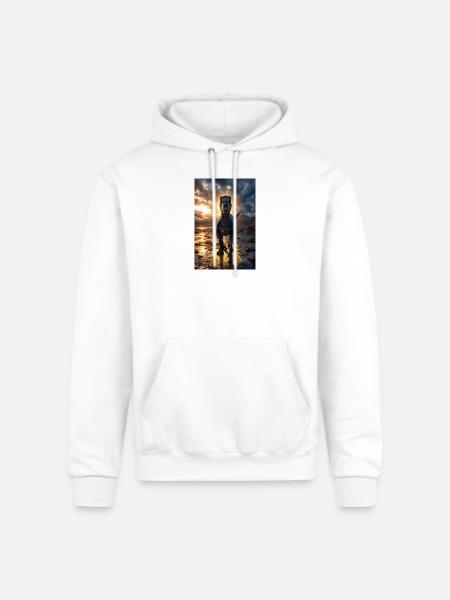 Dino at Sunset Shore - Champion Unisex Powerblend Hoodie - white