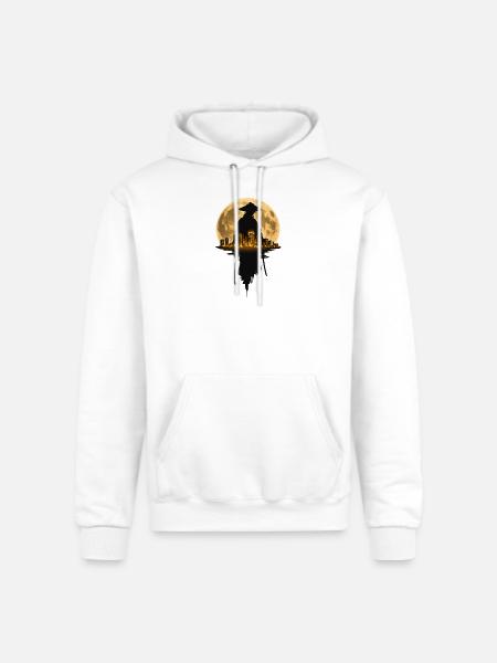Moonlit Samurai Cityscape - Champion Unisex Powerblend Hoodie - white
