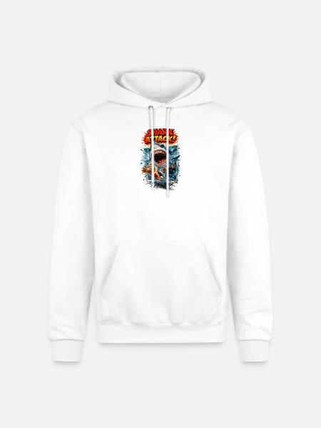 Shark Attack Retro Comic Splash - Champion Unisex Powerblend Hoodie - white