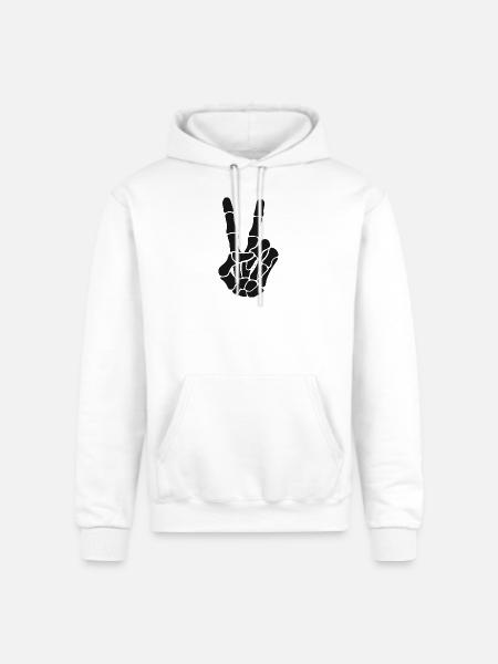 Skeleton Hand Rock On Silhouette - Champion Unisex Powerblend Hoodie - white