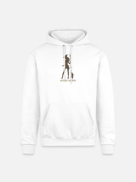 Witchy Silhouette with Broom - Champion Unisex Powerblend Hoodie - white