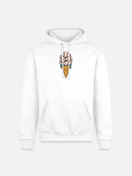 Baseball Ice Cream Cone - Champion Unisex Powerblend Hoodie - white