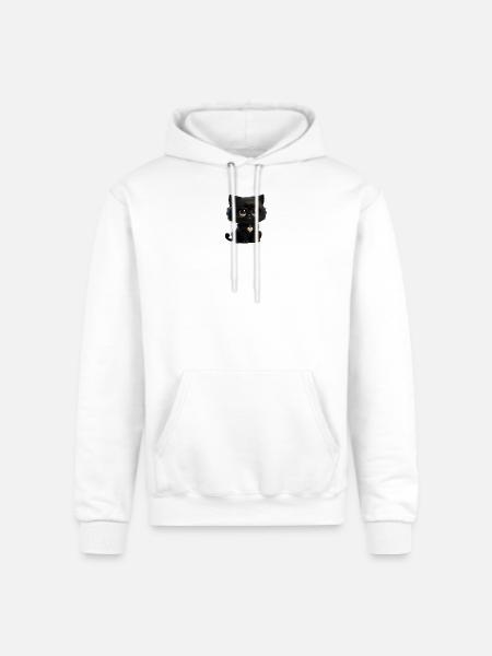 Black Kitty Glasses Heart Pendant - Champion Unisex Powerblend Hoodie - white