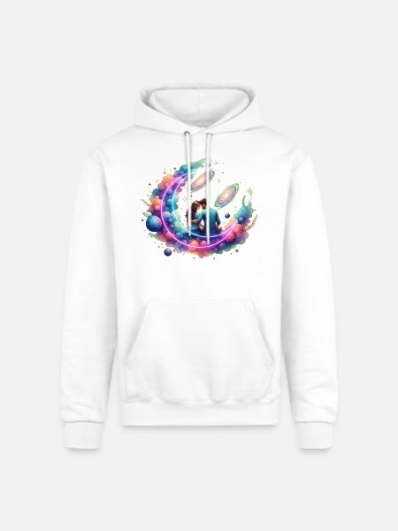 Cosmic Embrace Nebula - Champion Unisex Powerblend Hoodie - white
