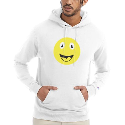 Yellow Happy Face Print - Champion Unisex Powerblend Hoodie