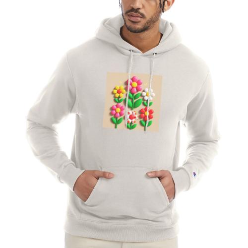 3D Flowers and Butterflies in Amber, Floral Design - Champion Unisex Powerblend Hoodie