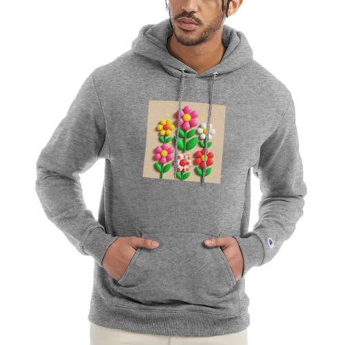 3D Flowers and Butterflies in Amber, Floral Design - Champion Unisex Powerblend Hoodie