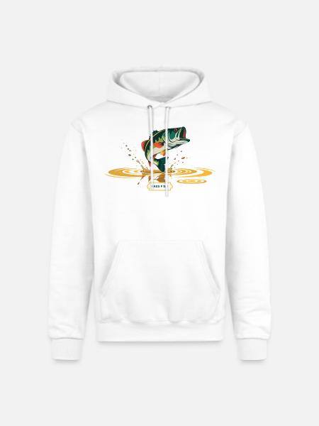 Bass Fish Splash Print - Champion Unisex Powerblend Hoodie - white