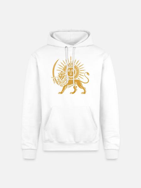 Solar Crowned Lion Emblem - Champion Unisex Powerblend Hoodie - white