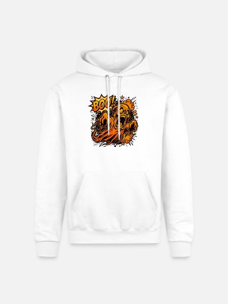 Scary Screaming Ghost Boo Halloween - Champion Unisex Powerblend Hoodie - white