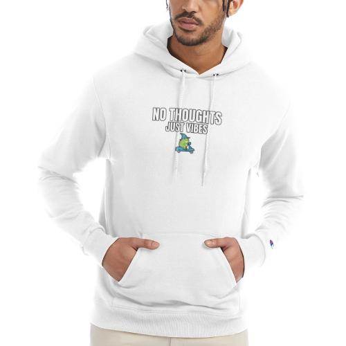 No Thoughts Just Vibes Funny Frog Shirt - Champion Unisex Powerblend Hoodie