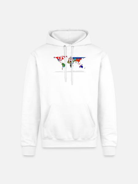 Flag Map Of The World - Champion Unisex Powerblend Hoodie - white