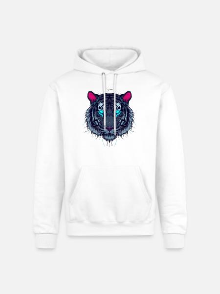 Neon Circuit Tiger - Champion Unisex Powerblend Hoodie - white