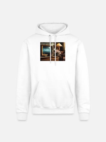 Retro TV Cat Nap - Champion Unisex Powerblend Hoodie - white
