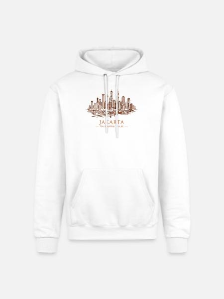 Jakarta Pulse City Skyline - Champion Unisex Powerblend Hoodie - white