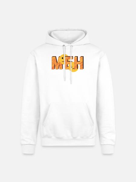 Meh on Striped Word - Champion Unisex Powerblend Hoodie - white