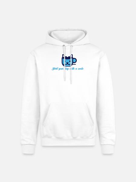 Blue Cat Morning Smile - Champion Unisex Powerblend Hoodie - white