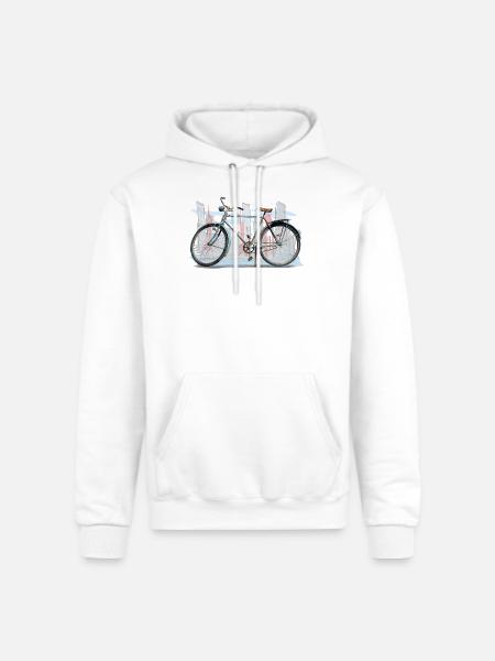 Rustic City Bicycle Sketch - Champion Unisex Powerblend Hoodie - white