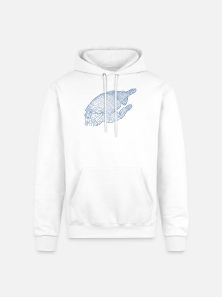 Geometric Hand Silhouette with Fractals - Champion Unisex Powerblend Hoodie - white