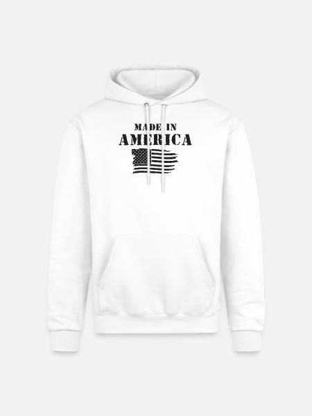 Made in America Flag - Champion Unisex Powerblend Hoodie - white