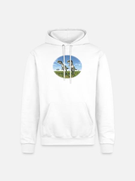 Monolophosaurus in a Prehistoric Landscape - Champion Unisex Powerblend Hoodie - white
