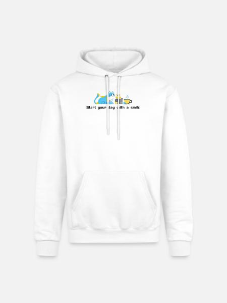 Blue Cat Café Morning - Champion Unisex Powerblend Hoodie - white