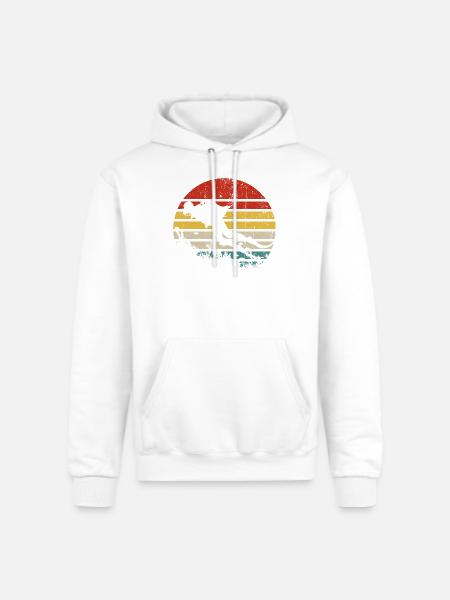 Surfer Sunset Retro Stripes - Champion Unisex Powerblend Hoodie - white