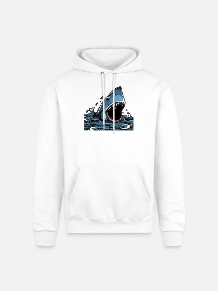 Shark Attack Splash - Champion Unisex Powerblend Hoodie - white