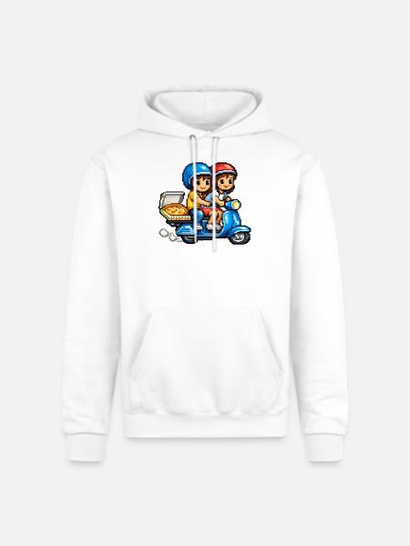 Boy and Girl on Vespa with Pizza! - Champion Unisex Powerblend Hoodie - white