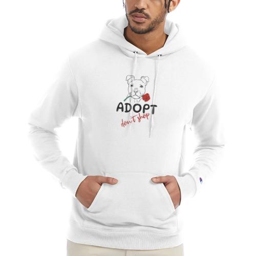 Retro Adopt Dont Shop Cute Puppy Rose Tee - Champion Unisex Powerblend Hoodie