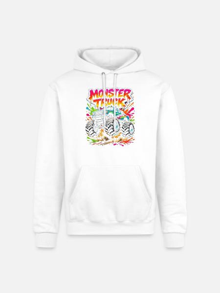 Monster Truck Neon Splash - Champion Unisex Powerblend Hoodie - white
