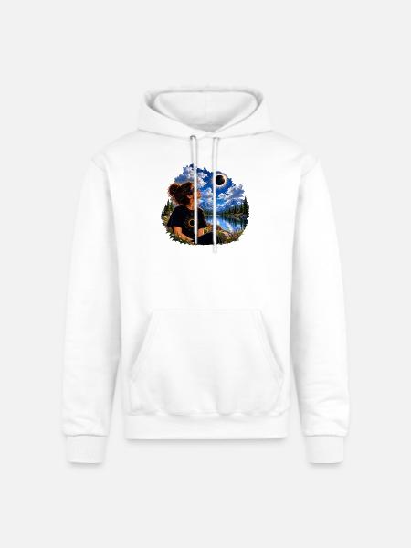 Solar Eclipse Nature Tee - Champion Unisex Powerblend Hoodie - white