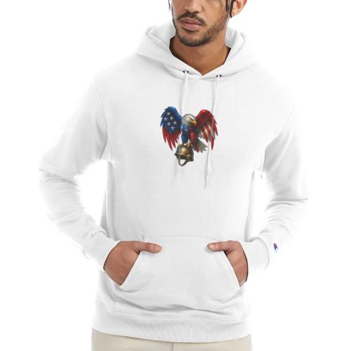 American Flag Bald Eagle - Helmet - Champion Unisex Powerblend Hoodie